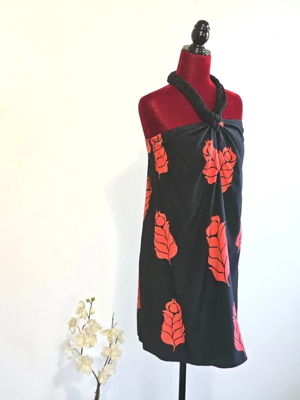 NWT Temperley London Women's Red Black Floral Silk Halter Neck Dress Size 6 2338 - Picture 5 of 13